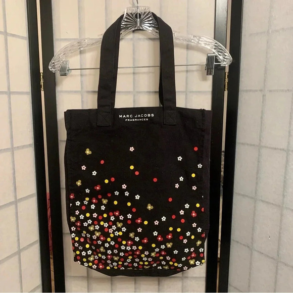 Marc Jacobs Fragrances Floral Cosmetic Tote Fabric Bag Black - Picture 8 of 8